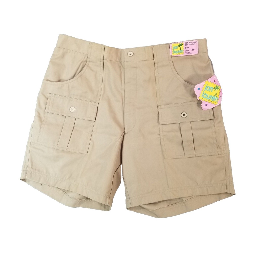 Jon Lauren Cargo hiking shorts men's 36x7 beige outdoor new with flaw